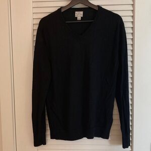 J. Crew Men's Black V-Neck Merino Wool Sweater Size L